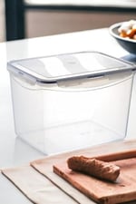Kilitli Geniş Saklama Kabı 10 Litre Contalı Hava Sızdırmaz Saklama Kabı Şeffaf 20 Cm Şeffaf