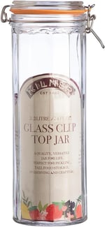 KILNER Kilitli faset kavanoz, 2 l, retro görünüm, içerik aromasını korur ve uzun süre taze kalır, ev yapımı için kapaklı cam kap, yemek hazırlama kavanozu olarak da ideal