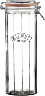 KILNER Kilitli faset kavanoz, 2 l, retro görünüm, içerik aromasını korur ve uzun süre taze kalır, ev yapımı için kapaklı cam kap, yemek hazırlama kavanozu olarak da ideal