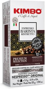 Kimbo Espresso Ristretto Espresso Alüminyum Kapsüller | Koyu Kızartma | Nespresso Uyumlu | Pürüzsüz ve Zengin İtalyan Espresso |10 Adet