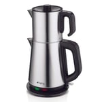 King KCM333 Sonat Çay Makinesi | 1,7L Su Isıtıcı & 0,8L Çelik Demlik | Sıcak Tutma Fonksiyonlu Çelik Çaycı | 360° Dönebilen Taban