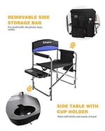 KingCamp Campingstuhl Regiestuhl mit Seitenablage und Seitentasche Übergroßer Gepolsterter Sitz belastbar bis 180 kg