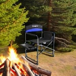 KingCamp Campingstuhl Regiestuhl mit Seitenablage und Seitentasche Übergroßer Gepolsterter Sitz belastbar bis 180 kg