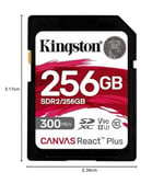 Kingston 256GB SDXC REACT PLUS UHS-II 300R/260W U3 V90 FULL HD/4K/8K