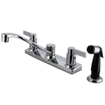 Kingston Brass FB2122NDL NuvoFusion Mutfak Bataryası, 2 Kollu, 20 cm Centerset, Yan Püskürtücülü, Parlak Krom