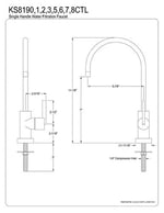 Kingston Brass KS8191CTL Continental Tek Saplı Su Filtrasyon Bataryası, Cilalı Krom, 12,7 cm