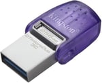 Kingston DataTraveler microDuo 3C USB Bellek 256GB USB Gen 3 Type-C ve Type-A - DTDUO3CG3/256GB, Mor + Gümüş - Seçenekler: 64GB, 256GB, 128GB