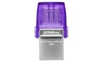 Kingston DataTraveler microDuo 3C USB Bellek 256GB USB Gen 3 Type-C ve Type-A - DTDUO3CG3/256GB, Mor + Gümüş - Seçenekler: 64GB, 256GB, 128GB
