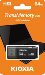 KIOXIA TransMemory U301 64GB USB Bellek – USB 3.2 Gen 1, Beyaz - Seçenekler: 32GB, 64GB, 128GB, 256GB