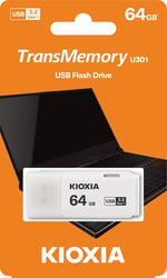 KIOXIA TransMemory U301 64GB USB Bellek – USB 3.2 Gen 1, Beyaz - Seçenekler: 32GB, 64GB, 128GB, 256GB