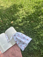 Kiraz Desenli Çevre Dostu Bez Kese,Keten Büzgülü İpli Düzenleyici Kese,Hediye Kesesi,Makyaj Çantası