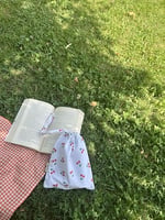 Kiraz Desenli Çevre Dostu Bez Kese,Keten Büzgülü İpli Düzenleyici Kese,Hediye Kesesi,Makyaj Çantası