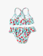 Kirazlı Bikini Seti 2 Parça Fırfırlı Çapraz Askılı