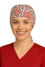 Kırmızı Çiçekli Doktor Hemşire Aşçı Cerrahi Bone Hastane Bone Bandana M202
