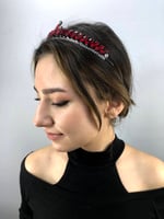 Kırmızı Gümüş Taşlı İsabella Model Kına Tacı