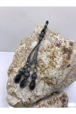 Kırmızı Kristal Taşlı Oksitli Gümüş Üçlü Tesbih-1