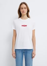 Kırmızı Miav Baskılı Beyaz Tişört Regular Fit/Normal Kesim 1610622-86417