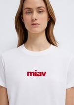 Kırmızı Miav Baskılı Beyaz Tişört Regular Fit/Normal Kesim 1610622-86417