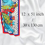 Kırmızı Siyah Desenli İpeksi Fular