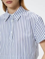 Kısa Kollu Gömlek Crop Düğmeli Klasik Yaka Slim Fit