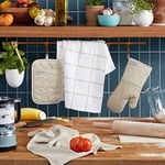 KITCHENAID Kapitone Pamuklu Havlu Kumaş Fırın Eldiveni, Tencere Tutucu, Mutfak Havlusu 4'lü Paket Seti, Isıya Dayanıklı, Silikon Tutucu, Hediye Seti, Milkshake, 40,6 x 66 cm, 17,78 cm x 33 cm & 7