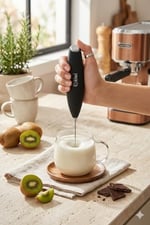 Kiwi KCW-1112 Kablosuz Pilli Süt Köpürtücü ve Kahve Karıştırıcı - Paslanmaz Çelik Uçlu, Ergonomik El Tipi Mini Mikser - Latte, Cappuccino, Frappe ve Sıcak Çikolata İçin Devirli Köpük Yapıcı (Siyah)