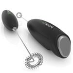 Kiwi KCW-1112 Kablosuz Pilli Süt Köpürtücü ve Kahve Karıştırıcı - Paslanmaz Çelik Uçlu, Ergonomik El Tipi Mini Mikser - Latte, Cappuccino, Frappe ve Sıcak Çikolata İçin Devirli Köpük Yapıcı (Siyah)