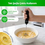 Kiwi KCW-1224 Şarjlı Kablosuz Mini Mikser – Tek Bardaklık Ayran, Kahve ve Yumurta Çırpıcı, Kapaklı Type-C Güçlü Süt Köpürtücü