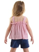 Kız Bebek Çocuk Pembe Müslin Bluz Şort Takım