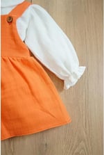 Kız Bebek ve Çocuk Müslin Kumaş Bandanalı Üçlü Elbise