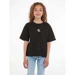 Kız Çocuk Ck Logo Boxy T-Shirt - Siyah