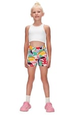 Kız Çocuk Cutouts Foliage Desen Cepli Şort