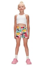 Kız Çocuk Cutouts Foliage Desen Cepli Şort