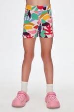 Kız Çocuk Cutouts Foliage Desen Cepli Şort