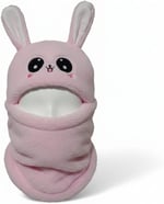 Kız Çocuk Kulaklı Bere Boyunluk Takım – Sevimli Tavşan Desenli Polar Kışlık Şapka & Atkı, 3-9 Yaş