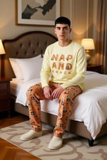 Kız Çocuk Panda Baskılı Bisiklet Yaka Uzun Kollu Pijama Takımı Fonksiyonel Dayanıklı Rahat - Bedenler: M, L, XL, S