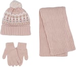 Kız Çocuk Pembe Atkı Bere Set 4-7 Yaş