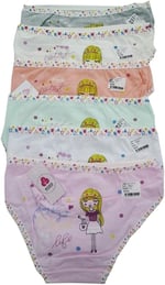 Kız Çocuk Pembe Desenli Baskılı Slip Külot 6'lı Paket