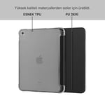 Klasse Apple iPad 10.2 inç (2019/2020/2021) Modellerinin Tümüyle Uyumlu Uyku Modlu, Apple Pencil Kalemlikli, Trifold, Esnek, Mat, Darbeye Tam Dayanıklı Smart Tablet Kılıfı (Siyah)