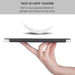 Klasse Apple iPad 10.2 inç (2019/2020/2021) Modellerinin Tümüyle Uyumlu Uyku Modlu, Apple Pencil Kalemlikli, Trifold, Esnek, Mat, Darbeye Tam Dayanıklı Smart Tablet Kılıfı (Siyah)