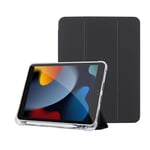 Klasse Apple iPad 10.2 inç (2019/2020/2021) Modellerinin Tümüyle Uyumlu Uyku Modlu, Apple Pencil Kalemlikli, Trifold, Esnek, Mat, Darbeye Tam Dayanıklı Smart Tablet Kılıfı (Siyah)
