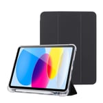 Klasse Apple iPad Air 5 / Air 4 10.9 inç Uyumlu Smart Kılıf, Apple Pencil Kalemlikli, Trifold, Esnek, Mat, Darbeye Tam Dayanıklı Tablet Kılıfı (Siyah)