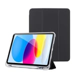 Klasse Apple iPad Air 5 / Air 4 10.9 inç Uyumlu Smart Kılıf, Apple Pencil Kalemlikli, Trifold, Esnek, Mat, Darbeye Tam Dayanıklı Tablet Kılıfı (Siyah)