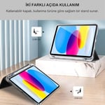 Klasse Apple iPad Air 5 / Air 4 10.9 inç Uyumlu Smart Kılıf, Apple Pencil Kalemlikli, Trifold, Esnek, Mat, Darbeye Tam Dayanıklı Tablet Kılıfı (Siyah)