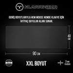 Klasse Pro Black Edition - Dikişli Kenar 70x30, 90x40, 100x50 ve 120x60 cm Oyuncu Gaming Mouse Pad (Siyah, 90x40 cm) - Seçenekler: 50U x 100G cm, 70x30 cm, 90x40 cm, 120x60 cm
