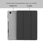 Klasse Samsung Galaxy Tab A9+ Plus 11 inç Uyumlu Smart Kılıf, S Pen Kalemlikli, Trifold, Esnek, Mat, Darbeye Tam Dayanıklı Tablet Kılıfı (Siyah)
