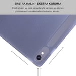Klasse Samsung Galaxy Tab S10 FE / S9 FE 10.9 inç Uyumlu Smart Kılıf, S Pen Kalemlikli, Trifold, Esnek, Mat, Darbeye Tam Dayanıklı Tablet Kılıfı (Lila)
