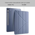 Klasse Samsung Galaxy Tab S10 FE / S9 FE 10.9 inç Uyumlu Smart Kılıf, S Pen Kalemlikli, Trifold, Esnek, Mat, Darbeye Tam Dayanıklı Tablet Kılıfı (Lila)