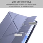 Klasse Samsung Galaxy Tab S10 FE / S9 FE 10.9 inç Uyumlu Smart Kılıf, S Pen Kalemlikli, Trifold, Esnek, Mat, Darbeye Tam Dayanıklı Tablet Kılıfı (Lila)