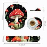 Klavye Bilek Desteği ve Mouse Pad Bilek Destek Seti, Ev Ofis Çalışmaları için Ergonomik Oyun Fare Altlığı Kolay Yazma ve Ağrı Giderici, Sevimli Orman Mantarı